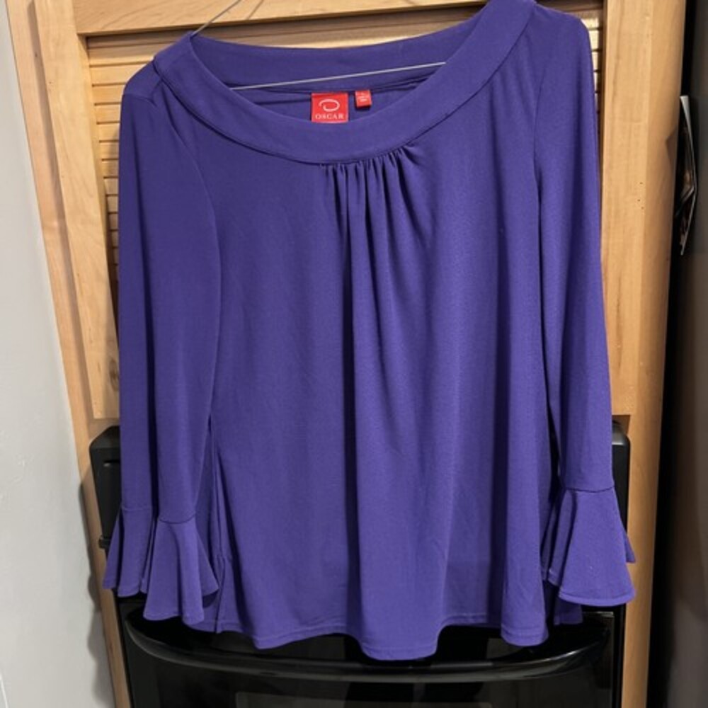 OSCAR de la Renta Company Women's‎ Plum/Fuchsia Long Flutter Sleeve Size L